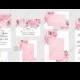 Blush pink rose peony Wedding invitation set printable card template vector holiday