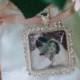 Memorial Wedding Bouquet Photo charm - Carry the memory of your loved ones with you  Rhinestone Square - Great gift for Bride