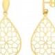 18K Solid Yellow Gold Drop Dangle Mandala Earrings