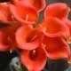 10 Dark Orange Calla Lilies Real Touch Flowers DIY Silk Wedding Bouquets Autumn Wedding Bouquets