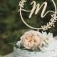 Garden wedding cake topper, Woodland cake topper, Monogram wedding cake topper, Initial cake topper, Boho cake topper