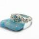 Nature Engagement Ring, Turquoise Diamond Ring, Flower Engagement Ring, Turquoise Leaf Ring, Turquoise Wedding Jewelry, Turquoise Ring.