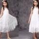 Flower Girl Lace Dress White Ivory, Girl Lace Dress. Communion Dress Bow Sash Children  D11