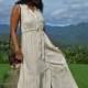 linen boho dress, hemp dress, white maxi dress, long sundress, Boho wedding dress, front buttons dress, summer maxi dress, goddess dress