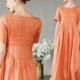 linen dress in orange, pintuck dress, maxi dress with pockets, long linen dress, bridal dress, wedding dress, cocktail dress 