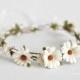 White daisy flower crown - Daisy Floral crown - Daisies hair wreath - Flower girl halo - Rustic wedding Halo - Bridal hair boho crown