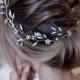 opal colored stone Hair Vine, wedding bridal hair wreath, Wedding bridal Headpiece, pearl and rhinestone