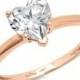 Unique Wedding Ring Set, Unique Wedding Set, Wedding Ring Set, 1.30 Ct Heart Shaped Cut Solitaire Engagement Ring Real 14k Rose Gold