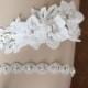 Crystal Wedding Garter set, floral garter, NO SLIP grip vintage rhinestones, custom garter, simple garter, rhinestone garter E27-EB19S