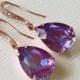 Swarovski Burgundy DeLite Rose Gold Earrings, Purple Turquoise Teardrop Earrings, Wedding Crystal Dangle Earrings, Bridesmaid Purple Jewelry