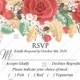 RSVP card custom template red rose autumn fall leaves pdf bridal shower invitation