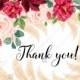Thank you card Marsala peony rose pampas grass pdf custom online editor