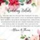 Wedding details card Marsala peony rose pampas grass pdf custom online editor