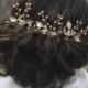 Bridal Hair Pins, Pearl Rhinestone Hair Pins, Wedding Hair Accessory, Gold Leaf Hair Pins, Bridesmaid Hair Accessory