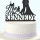 Wedding Cake Topper, Bride and Groom, Mr and Mrs, Personalized with Last Name, 2 Cats, Acrylic Cake Topper [CT81nc]