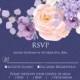 RSVP card pink peach peony hydrangea violet anemone eucalyptus greenery pdf custom online editor anniversary invitation