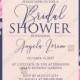 Bridal shower invitation pink peach peony hydrangea violet anemone eucalyptus greenery pdf custom online editor