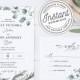 Bohemian Wedding Invitation Template Suite with Eucalyptus Greenery Border • INSTANT DOWNLOAD • Printable, Editable Template #023