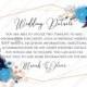 Wedding details card royal navy blue rose peony indigo watercolor pdf online editor 5*3.5''