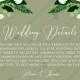 Wedding Details card greenery herbal grass white peony watercolor pdf custom online editor 5*3.5''