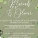 Wedding invitation greenery herbal grass white peony watercolor pdf custom online editor 5''*7''