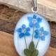 Forget Me Not Flower Pendant - Real Dried Flower Jewelry.          Naturally Beautiful for mom of 3, sisters, memorials, grandmother. Blue