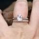 Light Pink & White Sapphire Engagement Ring Set, Celebrity, Eternity Wedding Band, 2ct, 8x6mm, Custom