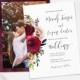 Wedding Invitation, Printable Template, Editable Wedding Invitations, Burgundy Pearl Watercolor Floral, Invite Wedding picture photo, LDS