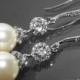Bridal Earrings, Wedding Pearl Chandelier Earrings, Swarovski 10mm Ivory Pearl Drop Earrings, Pearl Dangle Earrings, Statement Pearl Earring