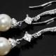 Pearl Bridal Earrings, Swarovski 8mm Ivory Pearl Dangle Earrings, Dainty Pearl Earrings, Wedding Ivory Pearl Earrings, Pearl Bridal Jewelry