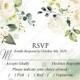 RSVP card white rose peony greenery watercolor wedding invitation free custom online editor 5*3.5''