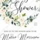 White rose peony greenery watercolor baby shower invitation free custom online editor 5''*7''