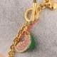 Juicy Couture Gold-Tone Diamond Enamel Glaze Watermelon Charm Toggle Bracelet