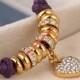 Juicy Couture Purple Pave Flat Heart Charm Hook Bracelet