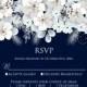 RSVP card white hydrangea navy blue background online invite maker 5''x 3.5''