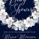 Baby shower invitation white hydrangea navy blue background online invite maker 5''x 7''