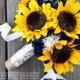 Navy Sunflower Bouquet, Navy Blue Bouquet, Sunflower Bouquet, Rustic Sunflower Bouquet