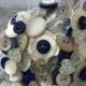 Customisable Navy Blue and White Button Bouquet - Any colour made to order - Matching Boutonnieres - Vintage Keepsake Everlasting Memory