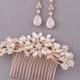 bridal jewelry bridal hair piece rose gold crystal hair comb floral bridal earrings wedding gift bridal shower gift rhinestone hair comb