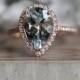 Natural Aquamarine and Diamond Engagement Ring, Pear 12x8mm Aquamarine Bridal Ring, 14k Rose Gold Diamond Wedding Band, Promise Ring