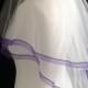 Purple, Ribbon, Edge, Veil, 2 Tier, Any, Colour, Wedding, Organza, Waist, Length, Elbow, Fingertip, Short, Bridal, Floor, LB Veils LBV184 UK
