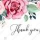 Thank you card watercolor rose floral greenery 5.6x4.25 in PDF custom online editor custom invitation