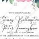 Wedding invitation watercolor rose floral greenery PDF 5 x 7 in custom online editor invitation template
