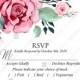 RSVP watercolor rose floral greenery PDF 5x3.5 in custom online editor floral greeting card