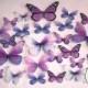 26 purple spring wedding cake decorations for a woodland wedding cake or a butterfly wedding cake. Edible butterflies for rustic cake topper