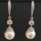Pearl Bridal Earrings, White Pearl Chandelier Earrings, Wedding Pearl Dangle Earrings, Bridal Pearl Silver Earrings, Pearl Bridal Jewelry