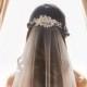 Sheer simple veil, one tier bridal veil, no gather on comb veil- raw edge drop wedding veil, long illusion veil -flowing veil