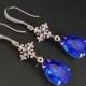 Blue Crystal Earrings, Cobalt Blue Silver Earrings, Swarovski Majestic Blue Chandelier Earrings, Sapphire Bridal Earrings, Wedding Jewelry