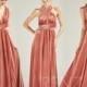 Bridesmaid Dress Velvet Long English Rose Wedding Dress V Neck A-line Convertible Straps Infinity Dress (HV763)