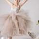 Flower Girl Dress Lace Pale Khaki Boho Junior Bridesmaid Dress Tulle Baby Girl Dress (HK597)